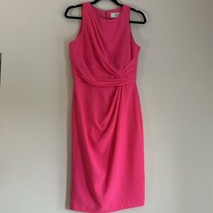 Badgley Mischka Collection Hot Pink Work Wear Dress with Twist Detail at Waist